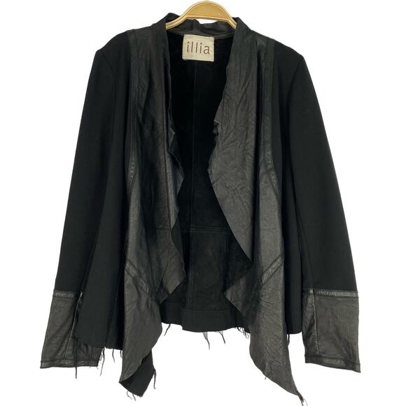 VTG illia Hybrid Leather Jacket Women Sz 10 Black Raw Hem Fairy Grunge Goth USA - Picture 1 of 10